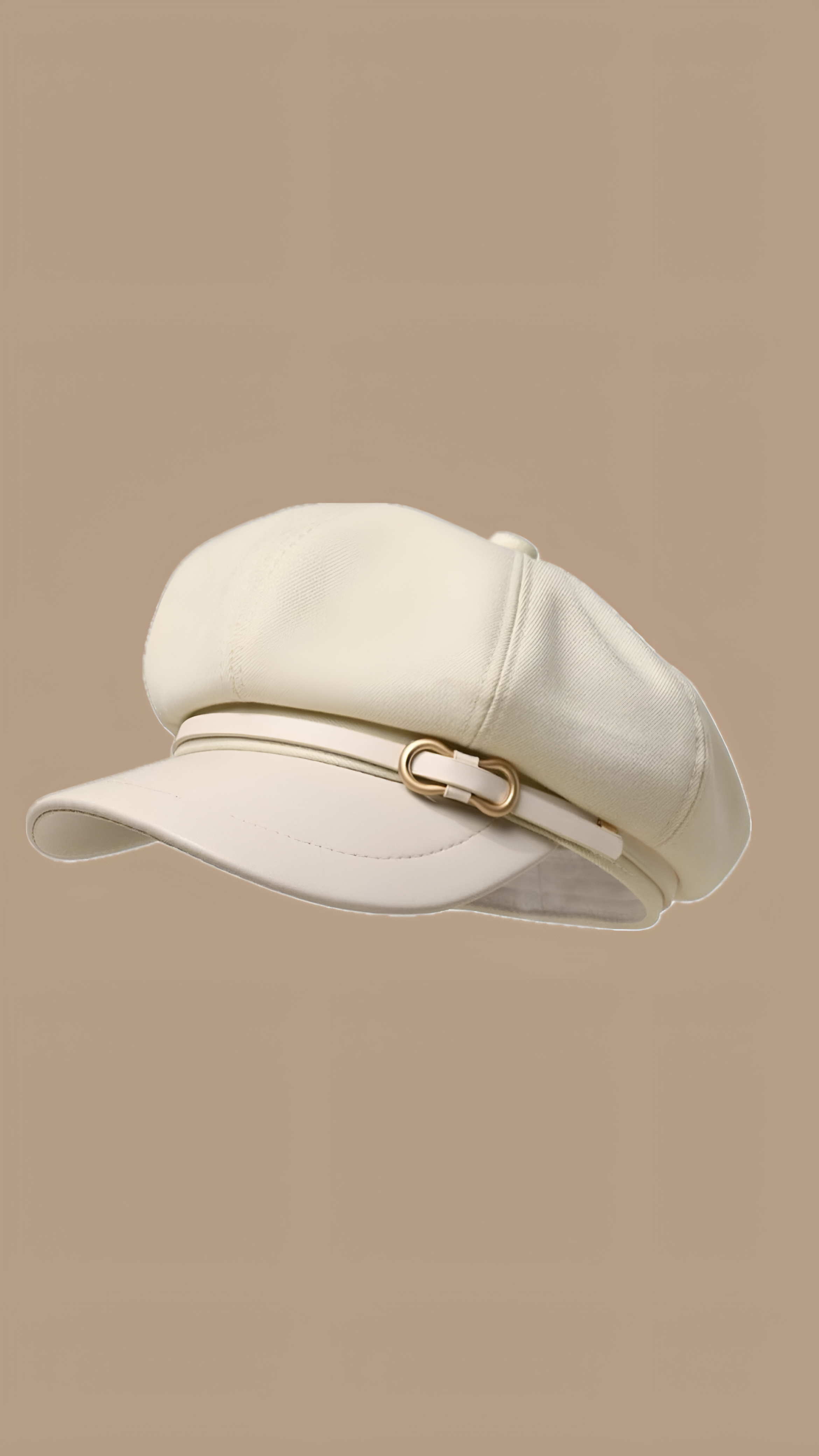 Cream Structured Baker Boy Cap